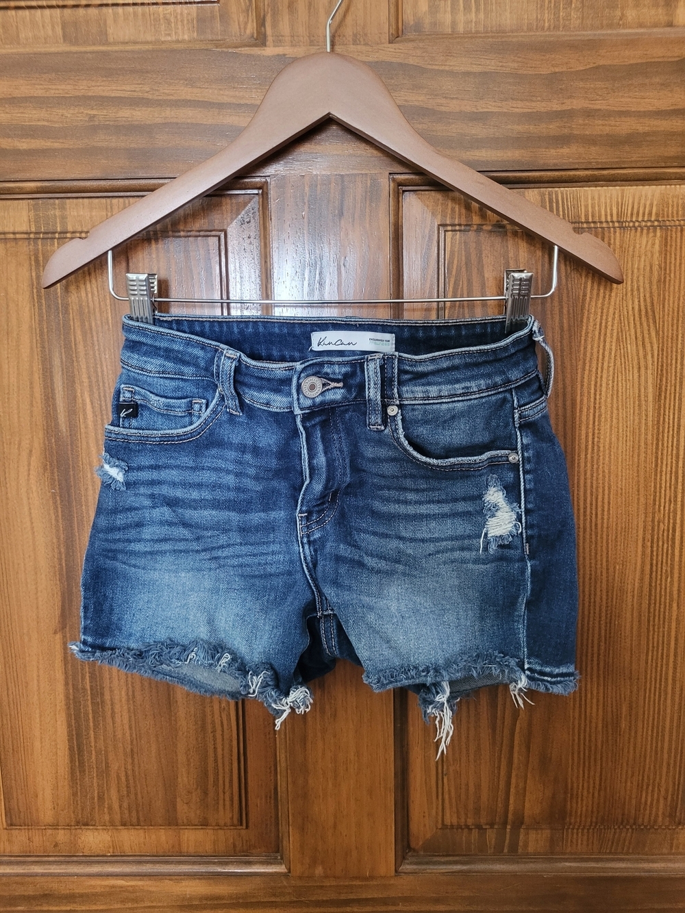 KanCan Dark Blue Distressed Denim Cutoff Shorts